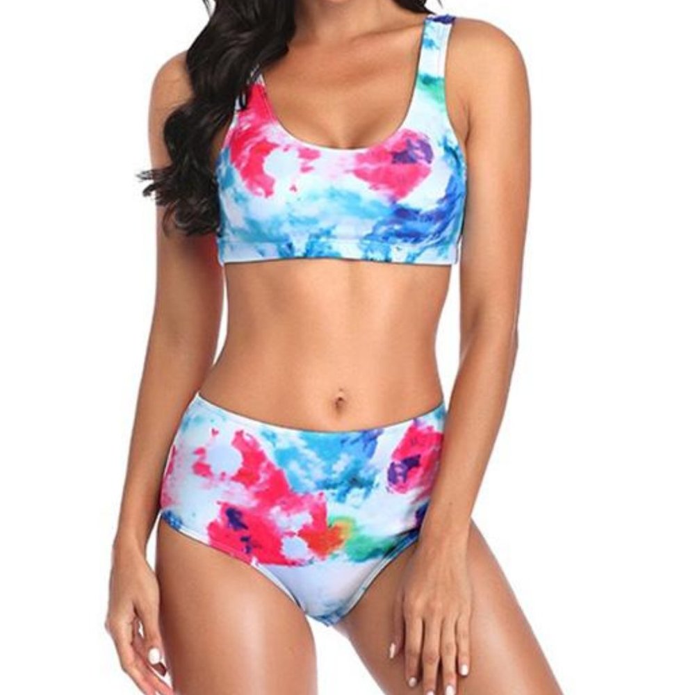 Tie Dye 2 PC Bandage bikini swimsuit Bathing-suit